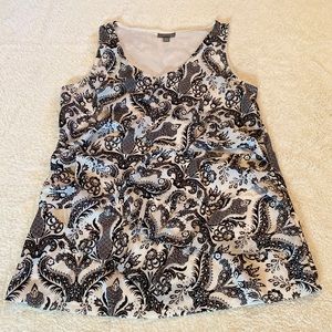 Black and white ruffle tank by roz & ALI